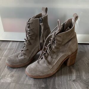 Dolce Vita Taupe Lace Up Heel Boots